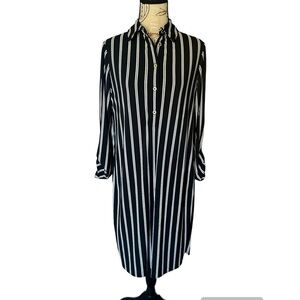 Anne Klein black and white striped midi dress size 2